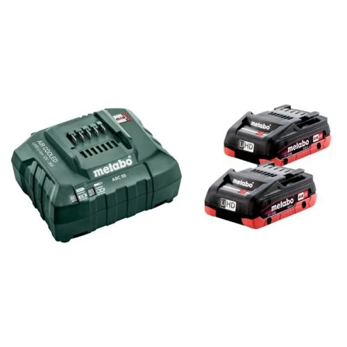 Pack 18V Metabo 2 Batteries LiHD 4 Ah + Chargeur ASC 55 - 685174000 3 Pack 18V Metabo 2 Batteries LiHD 4 Ah + Chargeur ASC 55 - 685174000