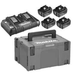 Pack énergie Makita 4 Batteries 18 V 6 Ah BL1860B + Chargeur Double DC18RD + Coffret MAKPAC