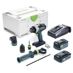 Perceuse-visseuse à Percussion 18V Festool QUADRIVE + 2 Batteries + Chargeur Rapide + SYS3 - 577247